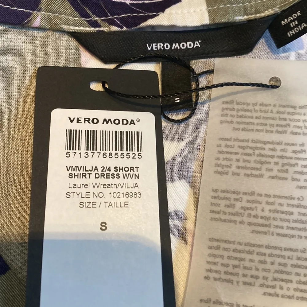 Vero Moda Laurel green striped shirt dress size small NWT - Image 8