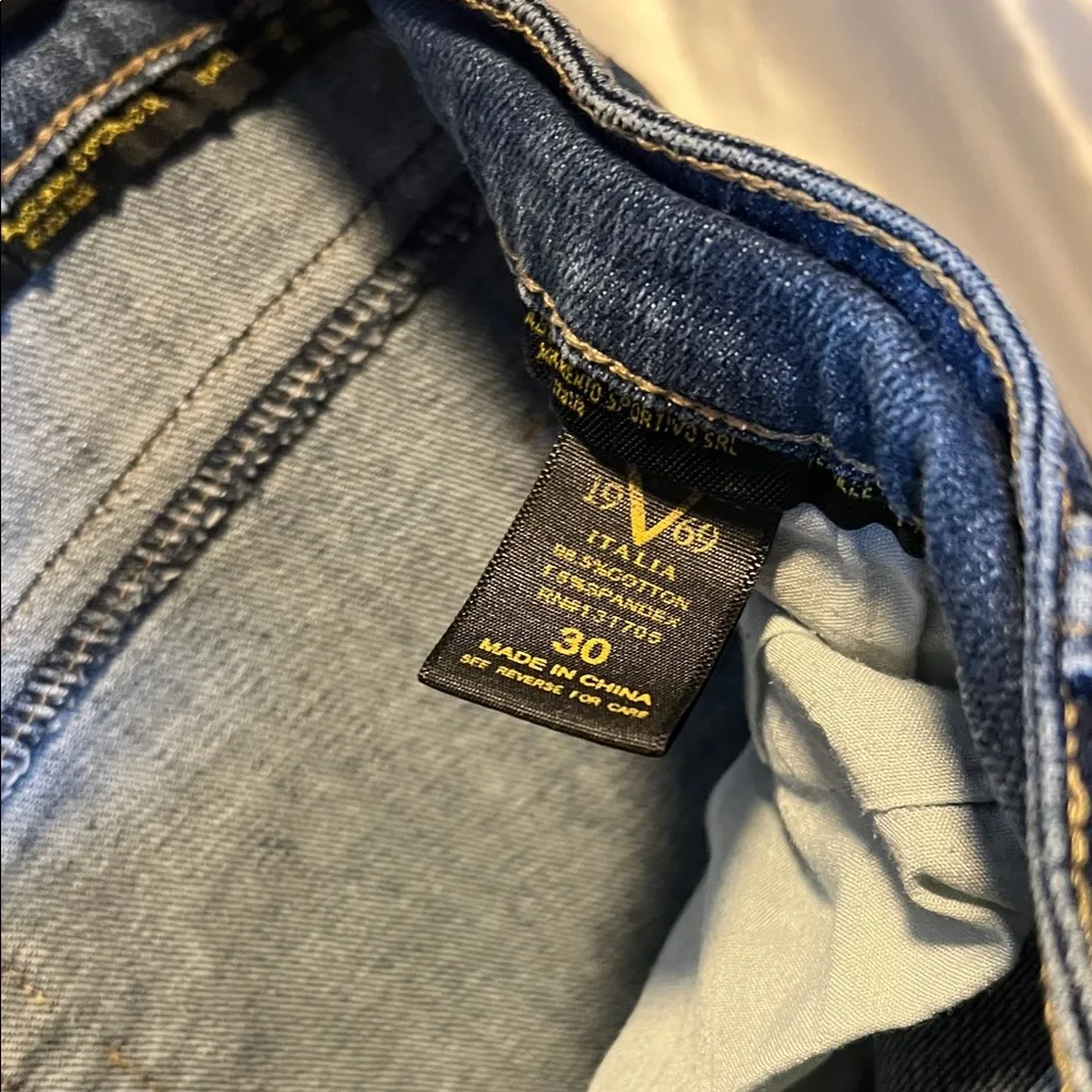 Versace Dark Blue Distressed Skinny Jeans - Image 6