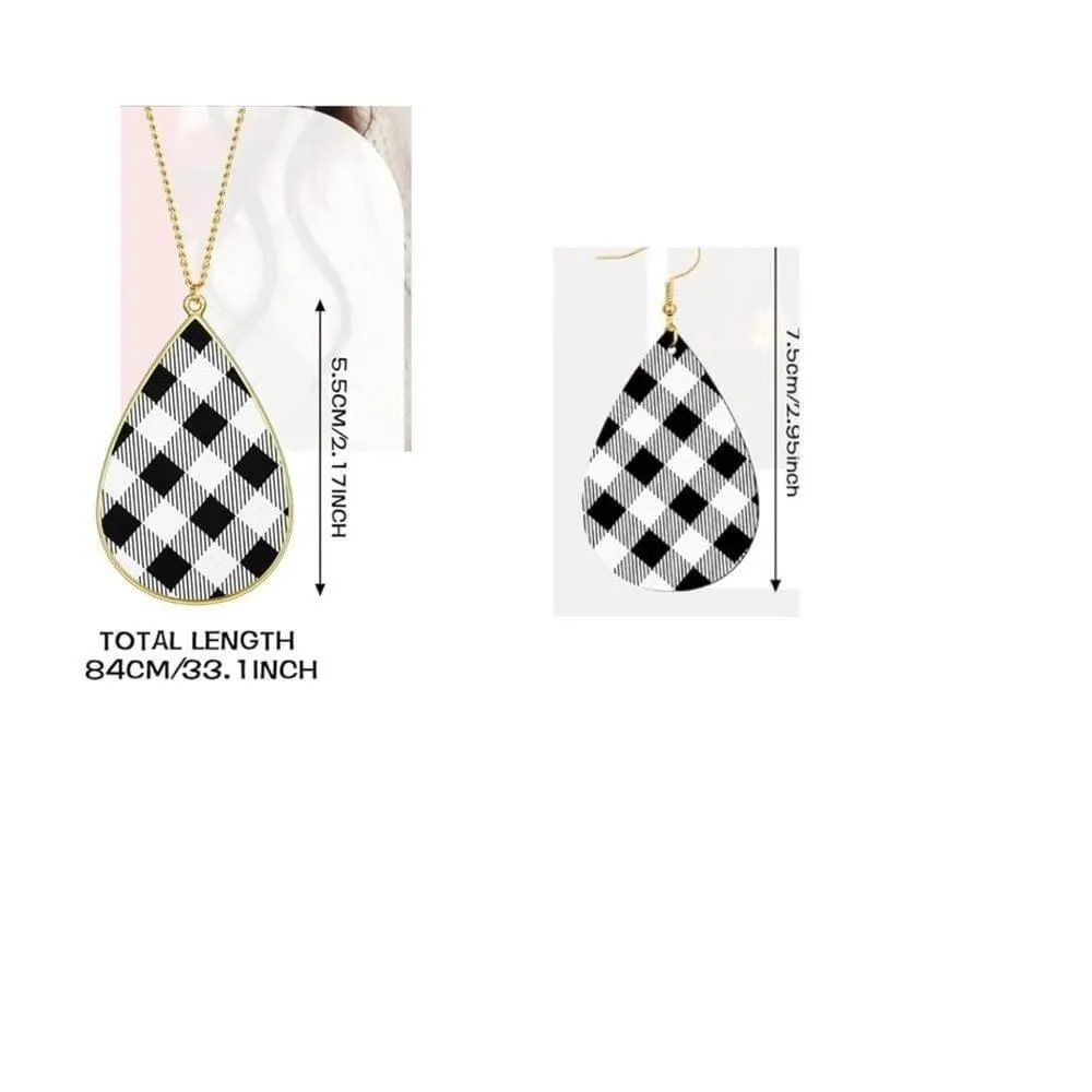 4 Pieces Glitter Jewelry Bracelet,‎ Earrings, Necklace in Black/White Black - Image 3