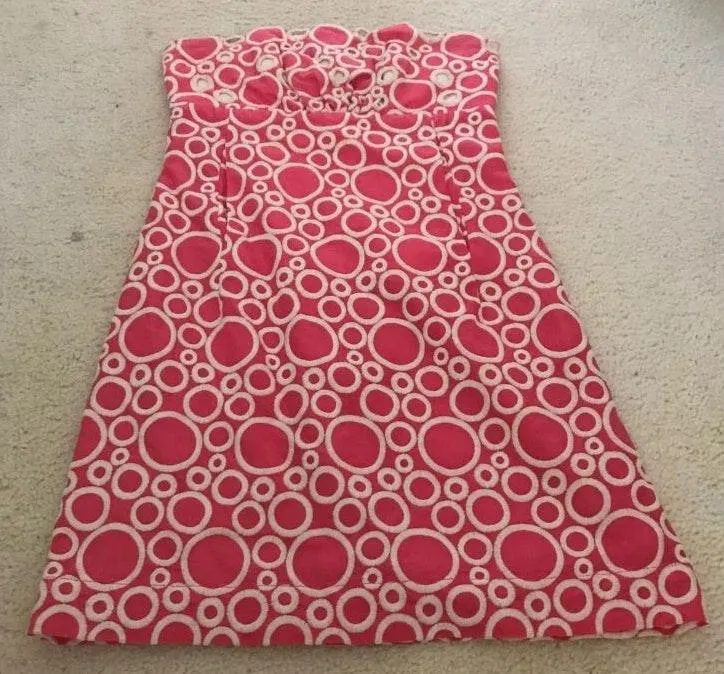 Pink & White Strapless Dress - Image 2