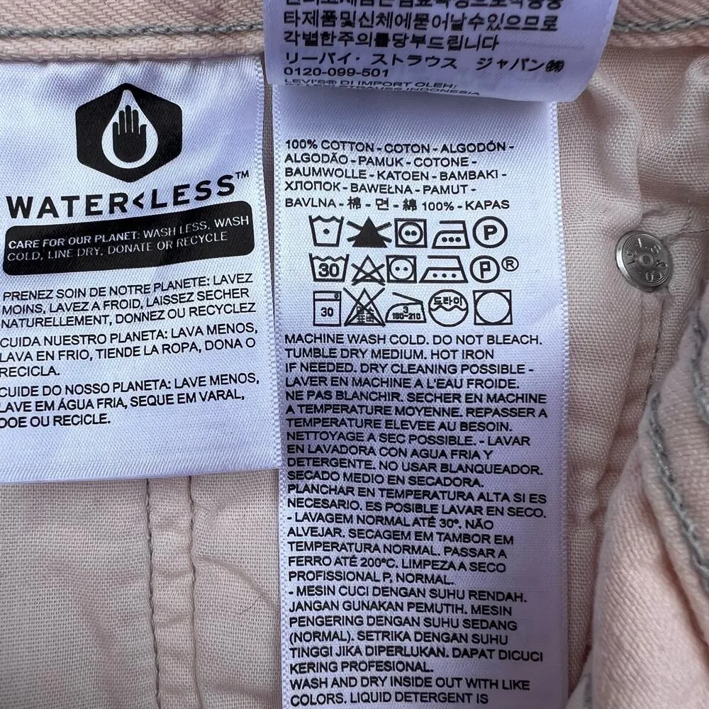 Levi's 501 Button Fly Cut Off Festival Shorts Peach Denim Jean - Image 5