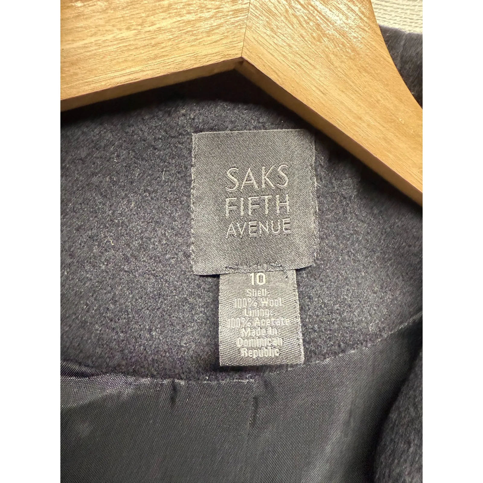 Saks Fifth‎ Avenue Wool Overcoat Women Sz 10 Black Preppy Academia Old Money - Image 3