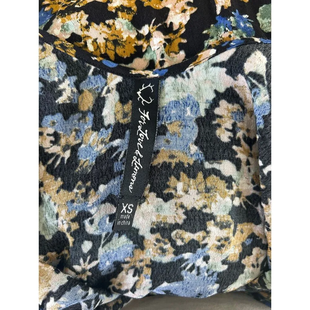 For Love and Lemons Floral Mini Slip Dress Sz XS Black - Image 5