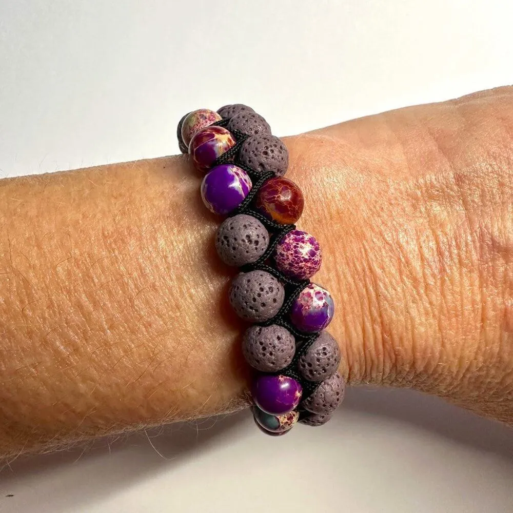 Nogu Purple Oceanic Jasper, Gunmetal, Lava Rock Diffuser Bracelet - Image 8