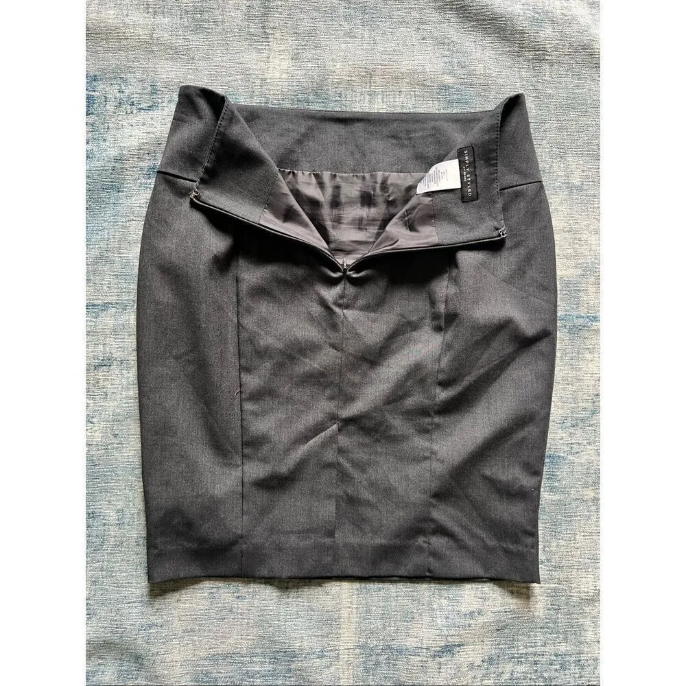 Simply Styled by Sears Gray Pencil Skirt Size 4 Petite - Image 3