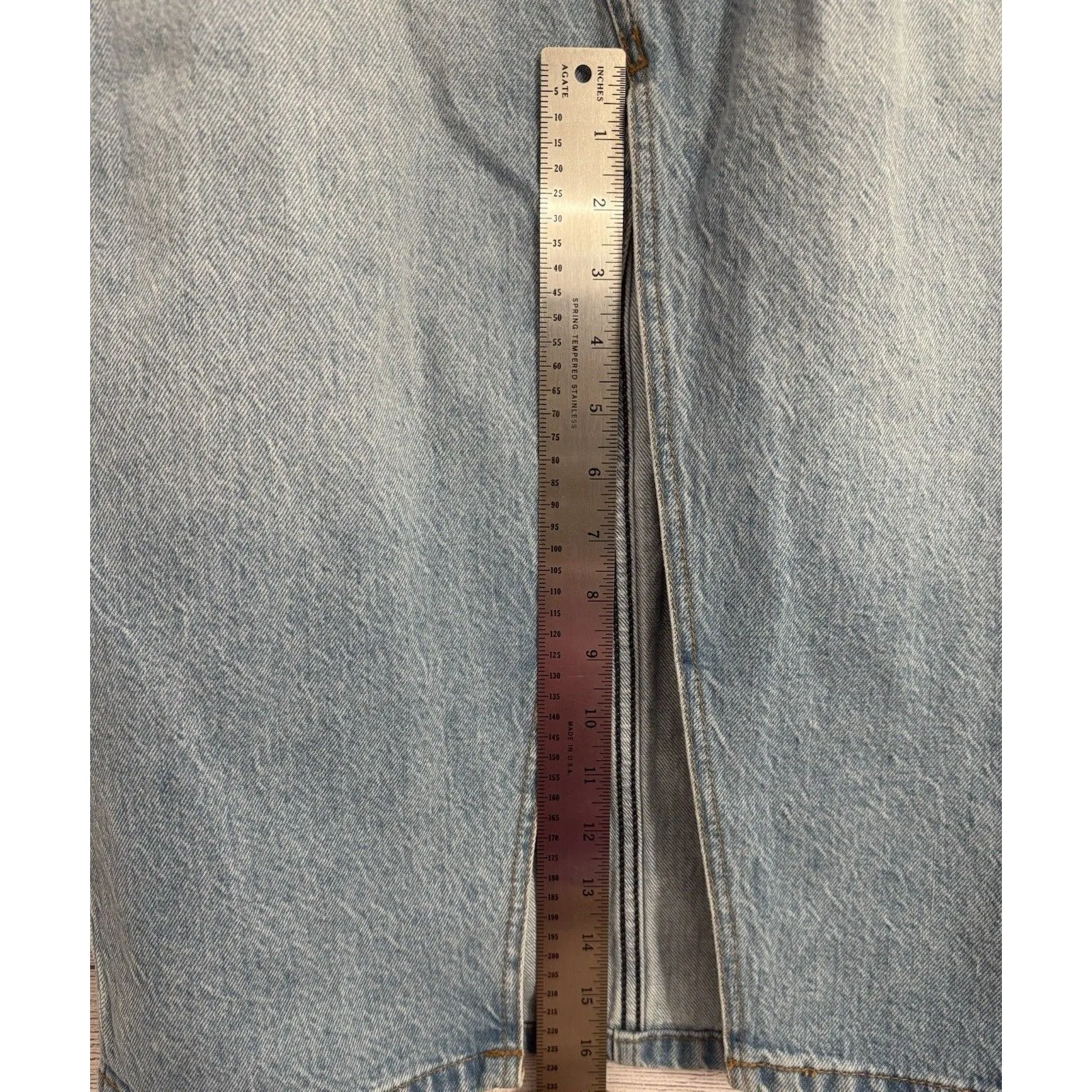 Abercrombie & Fitch Denim Skirt Womens Blue High Rise Front Slit Midi NWT SZ 30 - Image 6