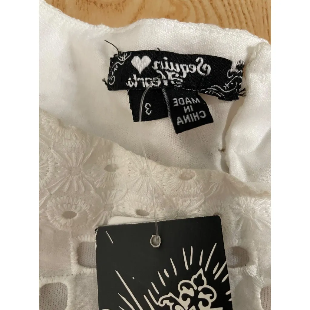 New Juniors Sequin Hearts Lined Dress White Size 3 - Image 5