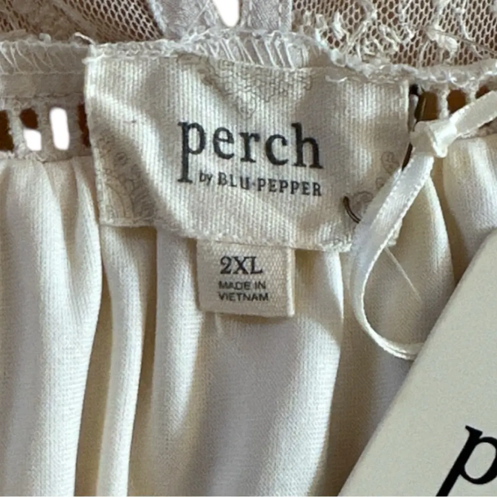 Perch by Blu Pepper Lace Yoke Belted Dress Ivory Women’s 2XL NWT Boho - Image 5
