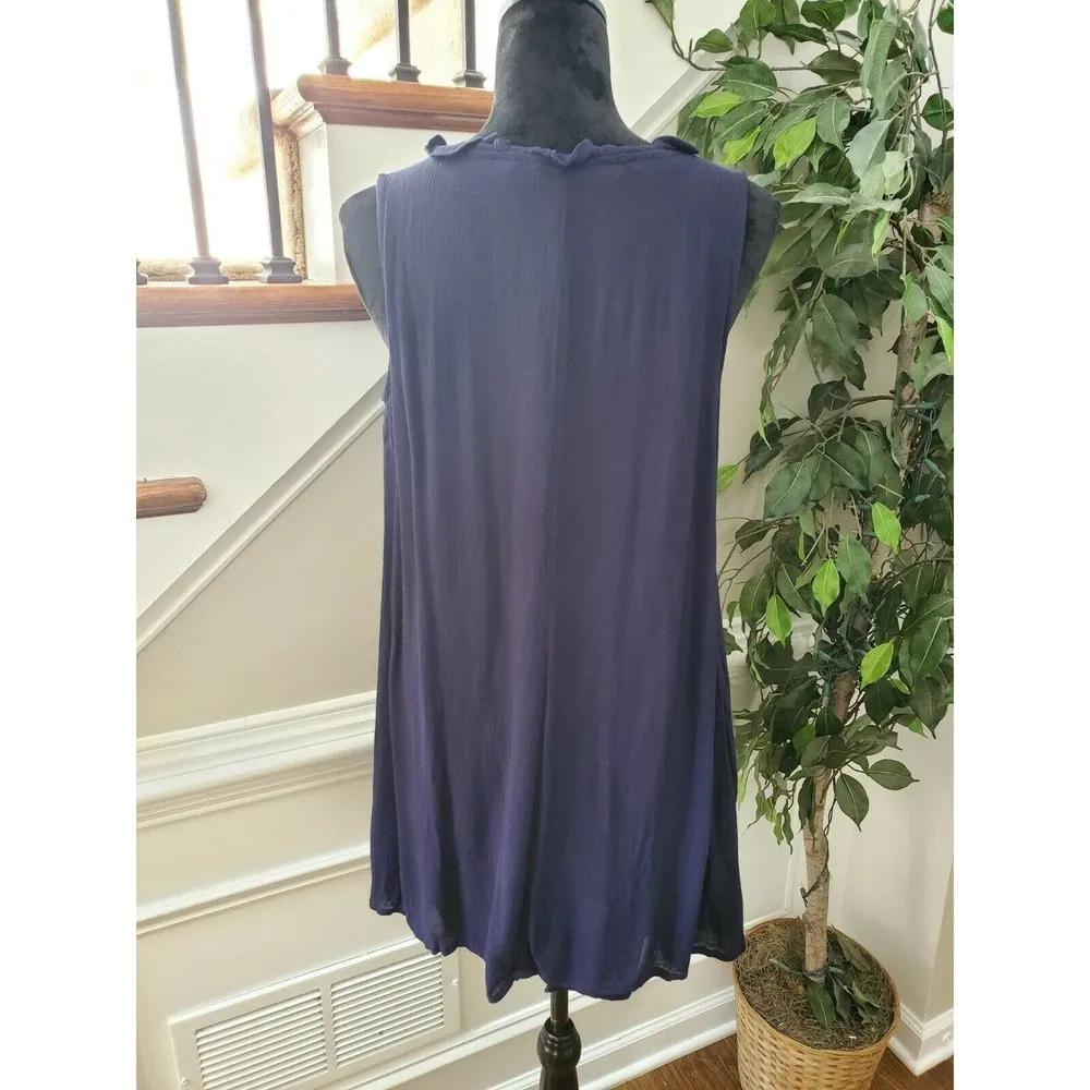 Speechless Women's Blue Floral Tunic Rayon Sleeveless V-Neck Blouse Size Small - Image 7