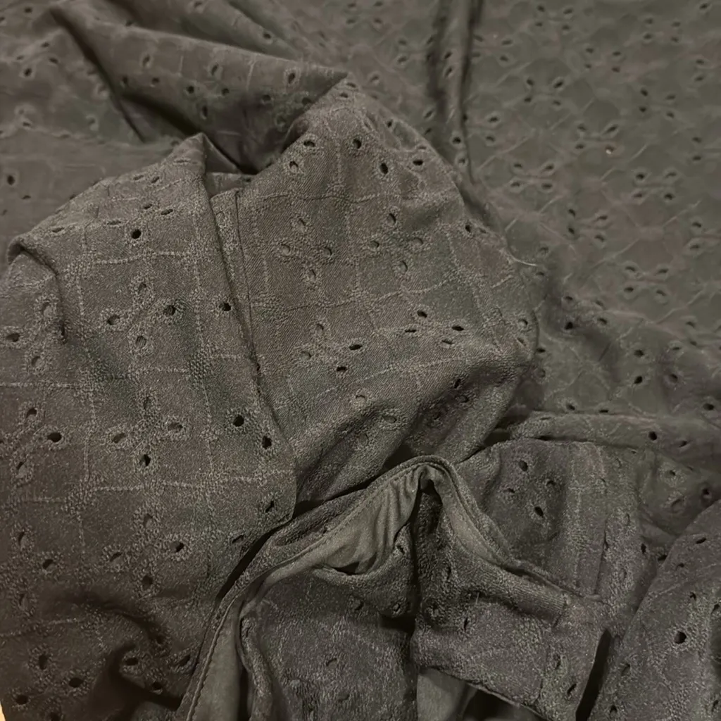 Hutch Anthropologie Algarve Eyelet Midi Dress Black Cut Out tie medium petite - Image 5