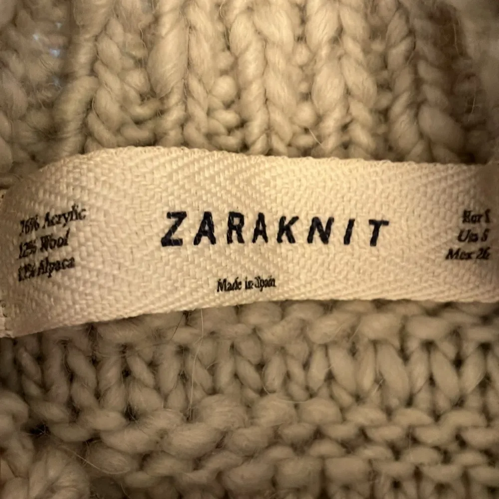 Zara Knit: Cream colored Sheer Knit Dress- Acrylic/Wool/Alpaca Blend- crew- S - Image 2