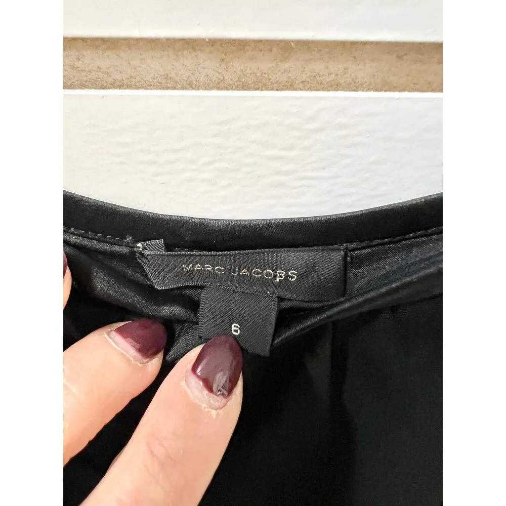 Marc Jacobs 100% Silk Layered Chain Detail Sleeveless Blouse Top Black Women's 6 - Image 4