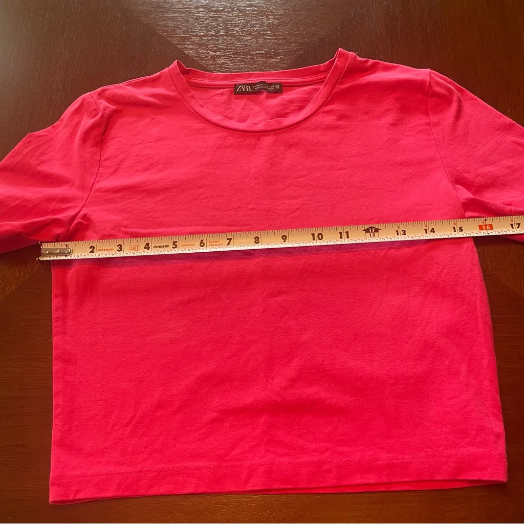 Zara Pink T-Shirt Women’s Medium cropped - Image 6