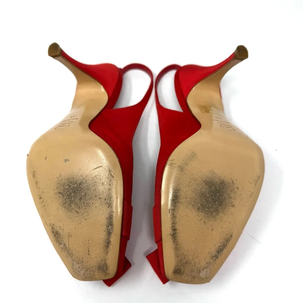 LERRE red fabric buckle sling back heels, made in Italy, Size 39 - Image 13