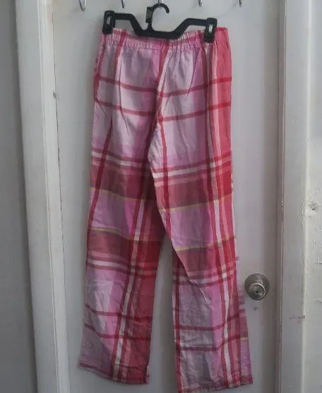 PINK Victoria's Secret distressed ripped plaid pj pajamas pants in pink and red size XS. - Image 6