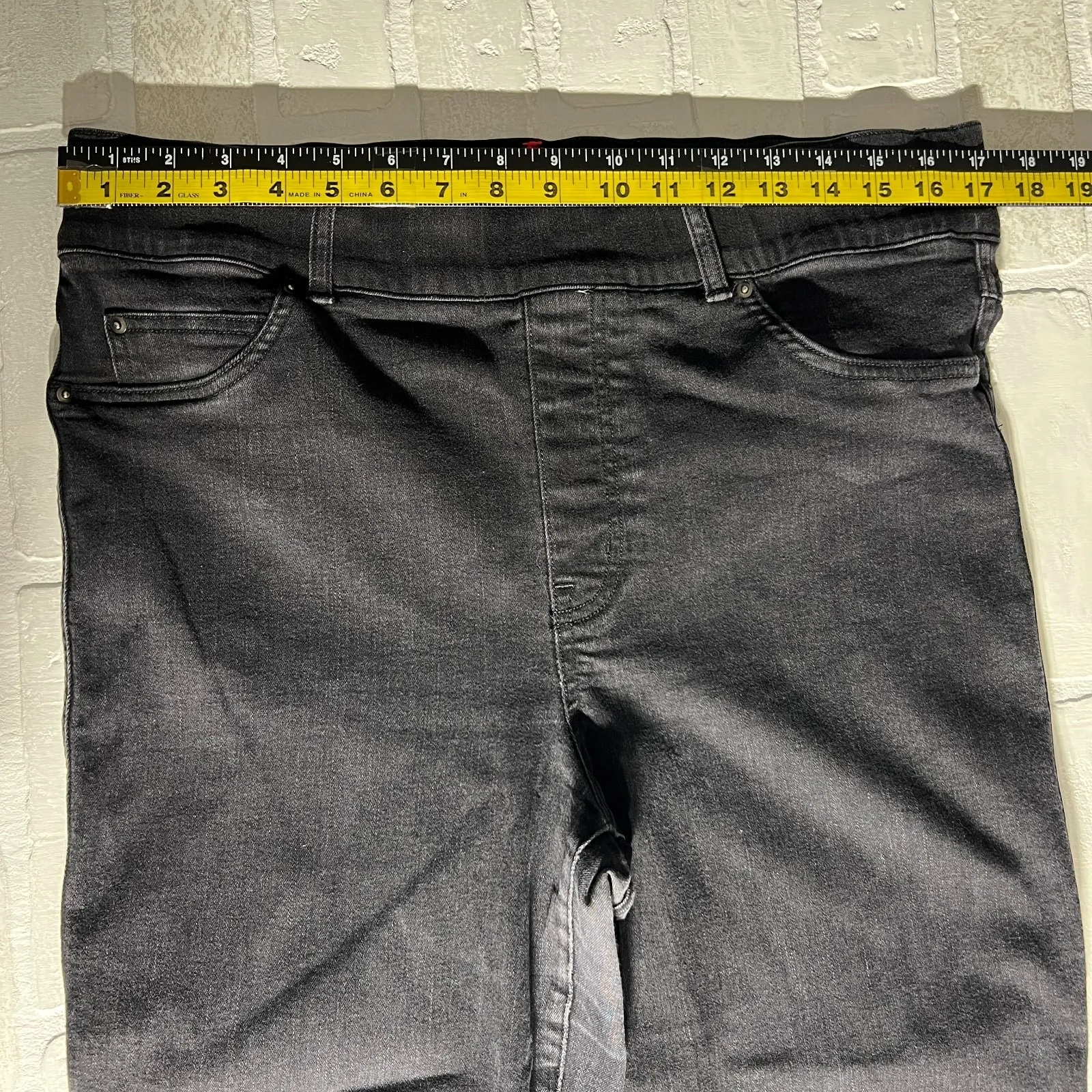 Spanx Jeans Womens 1X Charcoal Black Skinny Ankle Elastic‎ Waist Pull On Stretch - Image 2