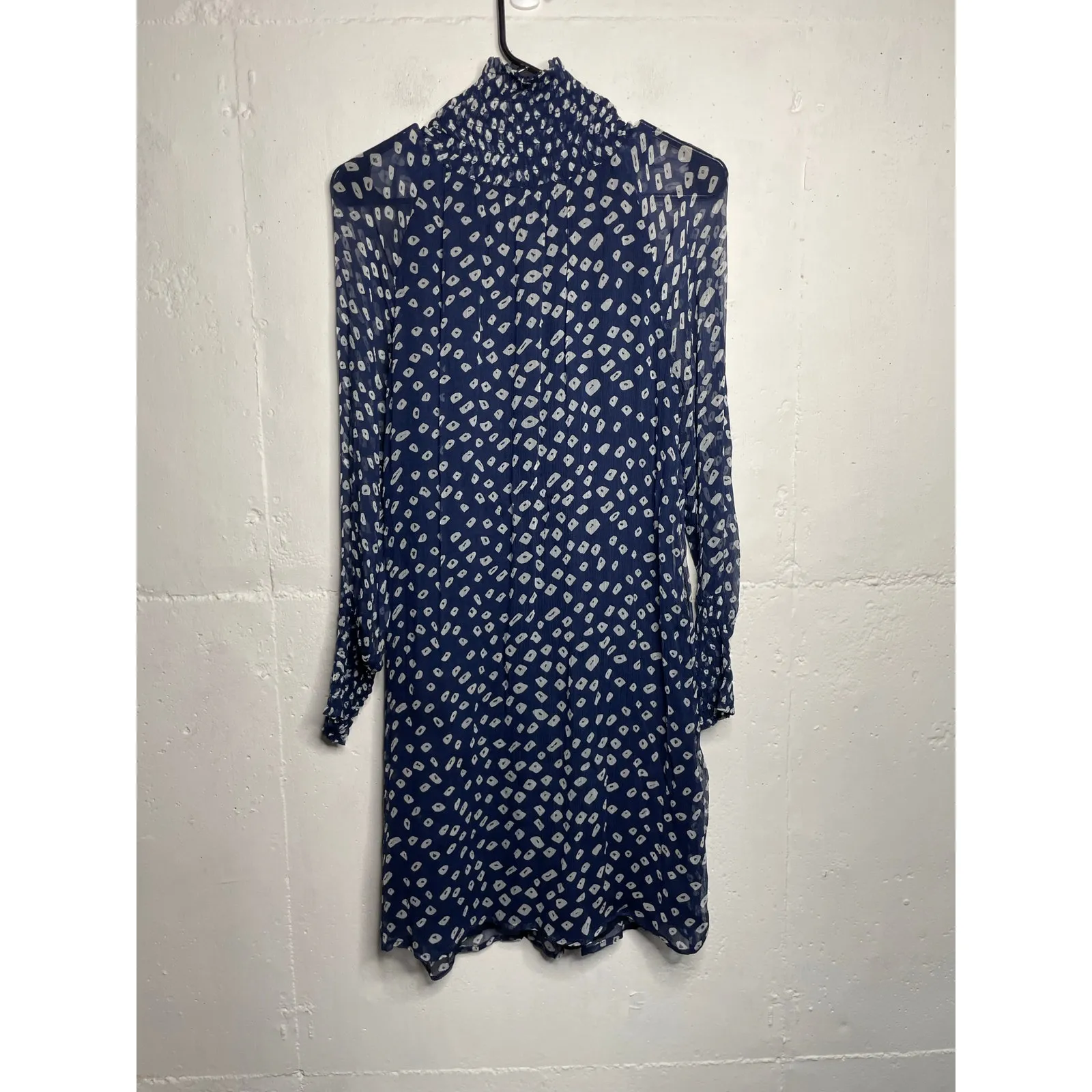 Velvet by Graham & Spencer Lisette Iman Printed Chiffon Dress Navy Blue Small - Image 7