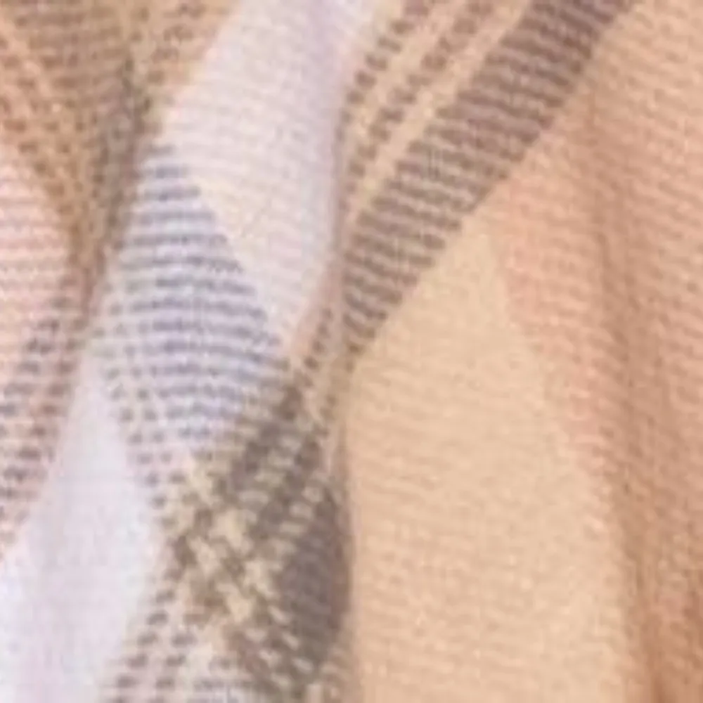 Steve Madden Tartan Ruana Kimono Cover Up with Fringe One Size Beige Ivory NEW - Image 4