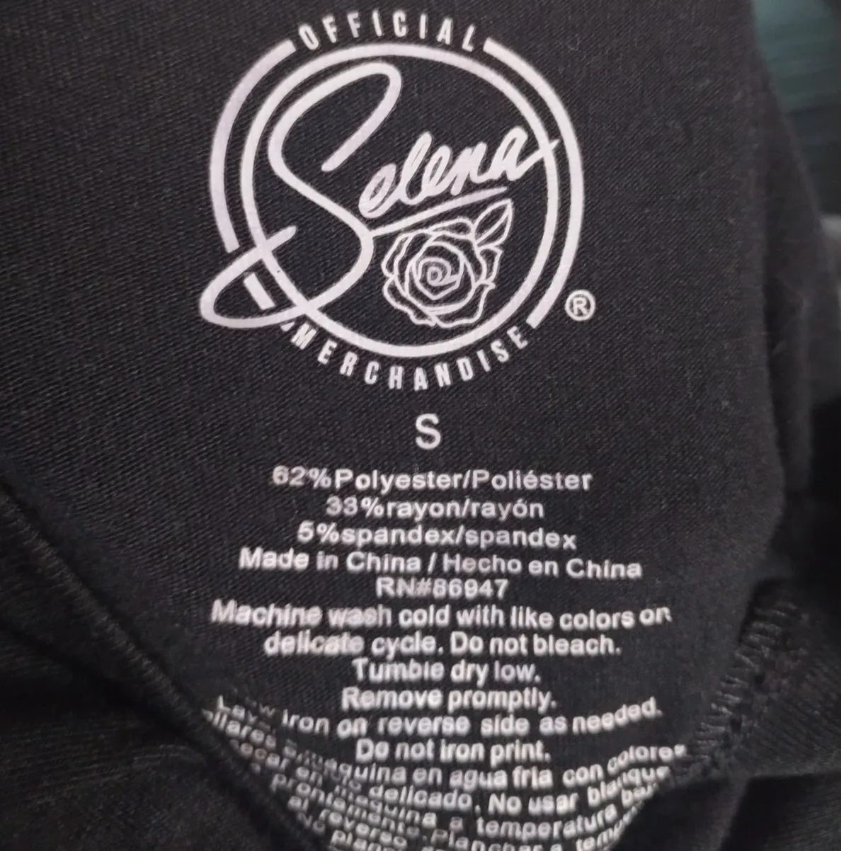 Selena Women Size Small Official Merchandise Neon Graphic High Low Round Hem Tee Black - Image 3