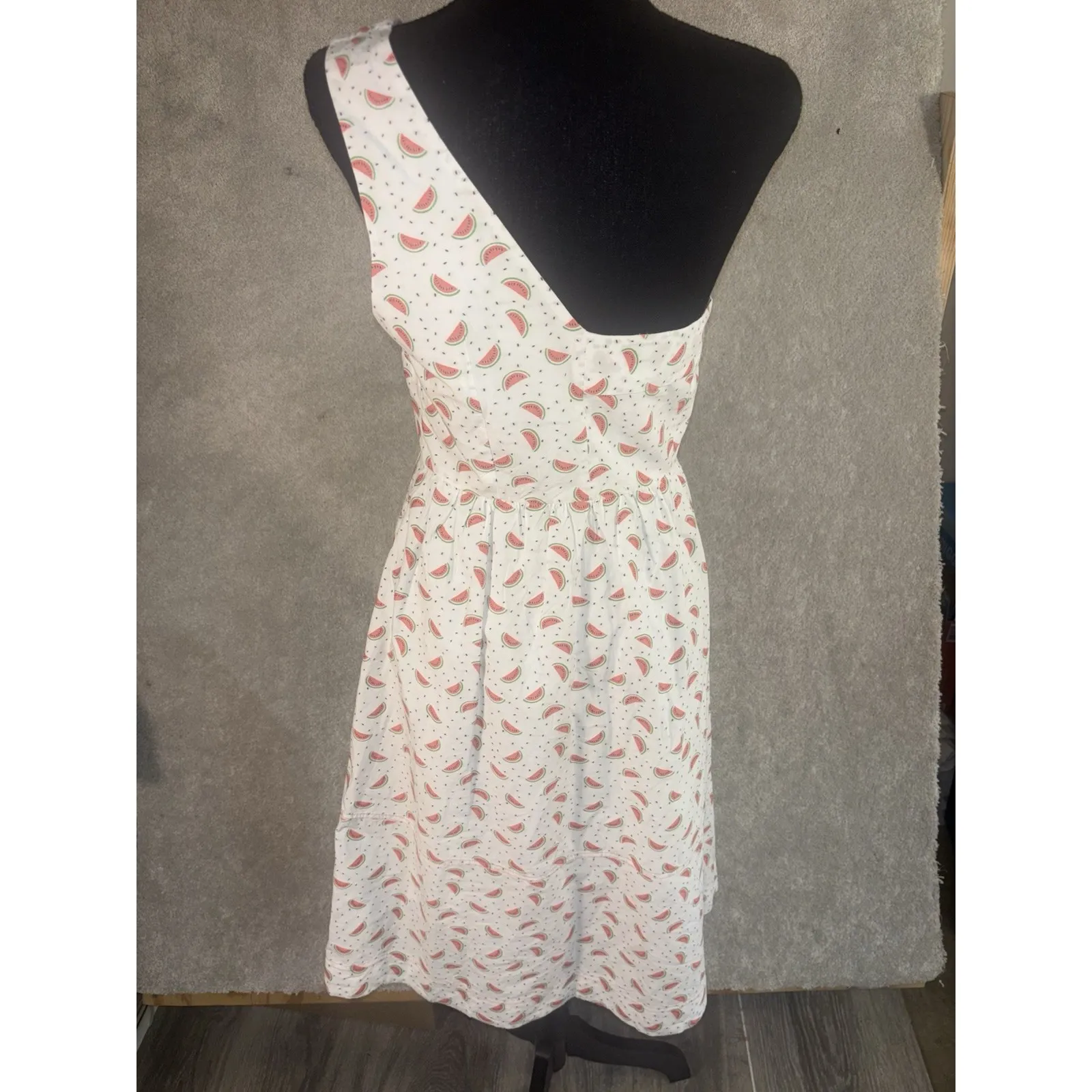 Anthropologie HD in Paris Watermelon‎ Park-bound One-Shoulder Dress 6 Pockets - Image 3