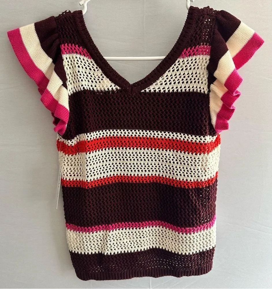 Women's Nine West Crochet Striped Top - Image 7