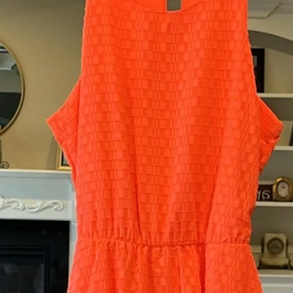 Neon Coral Orange Dress Asymmetrical Summer Womens Small - Image 7
