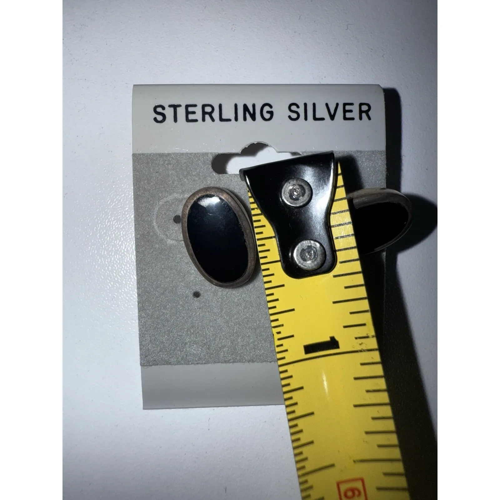 Sterling‎ Silver Black Onyx Cabochon Earrings 925 Oval - Image 4