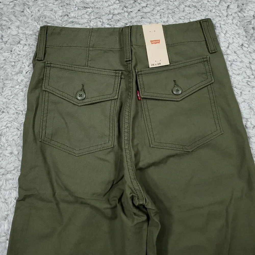 Levi's Ribcage Straight Utility Olive Green Super High Rise Pants Size 26x29 - Image 4