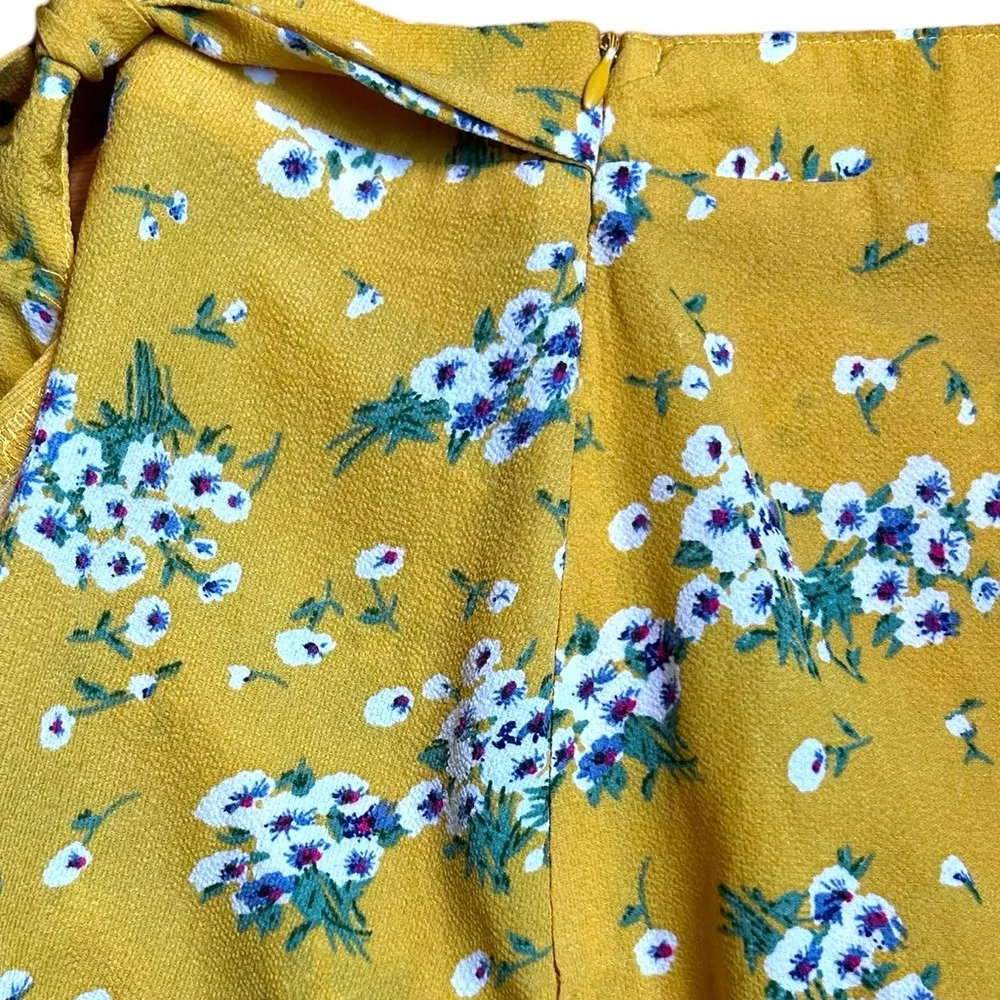 Nasty gal bud out floral ruffle wrap skirt yellow mini Size 12 NWT - Image 14