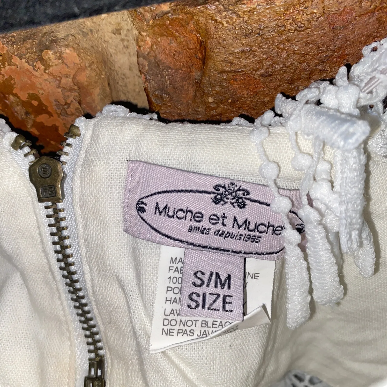 Muche Et Muchette White Crochet Lace Tassel Tie Crop Top Women's Size S/M - Image 4