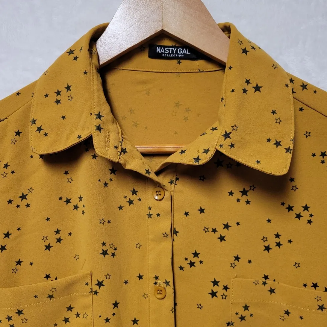Nasty Gal‎ Movie Star Oversized Shirt Celestial Stars Transitional Festival Sz S - Image 3