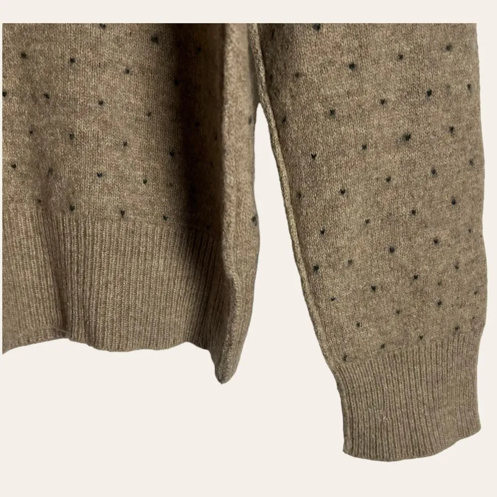 All Saints Hexen Wool Knit Crew Neck Long Sleeve Sweater Tan Black Size Large - Image 4