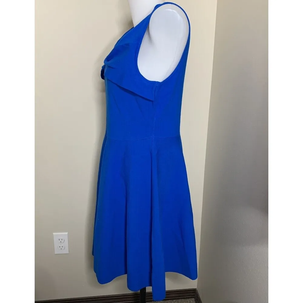 NWT $345 Milly 11 Honoré Twist Flare Dress Blue Size 18/20 Sleeveless - Image 3
