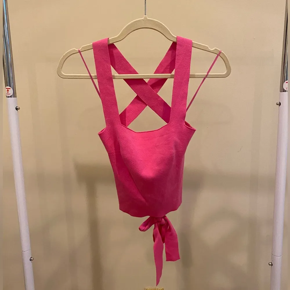 Hot Pink Corset Tank Top with Bow - Image 4