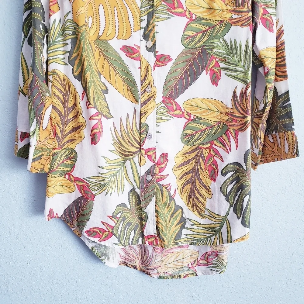 C&C California Linen Blend Palm Leaf Buttondown Shirt - Image 2