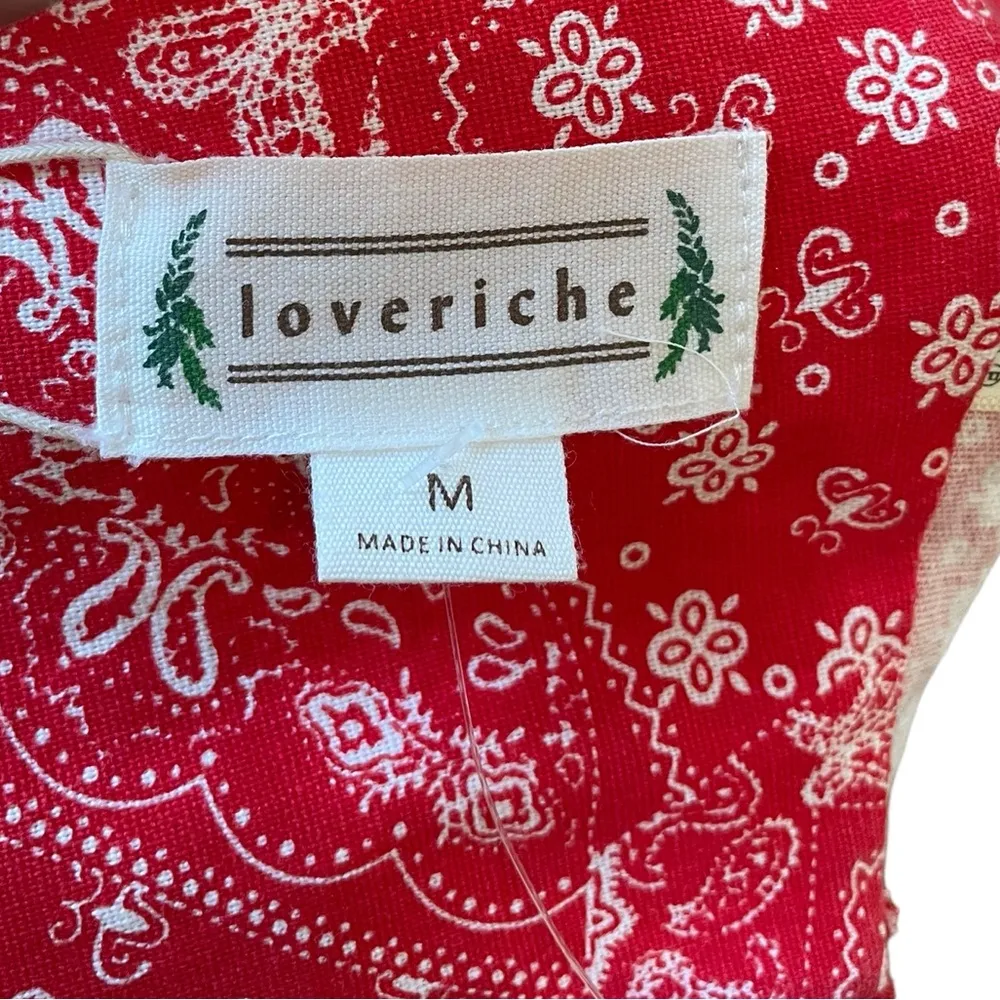 NEW Love Riche Red White Western Boho Cowgirl Festival Fringe Bandana Crop Top - Image 6