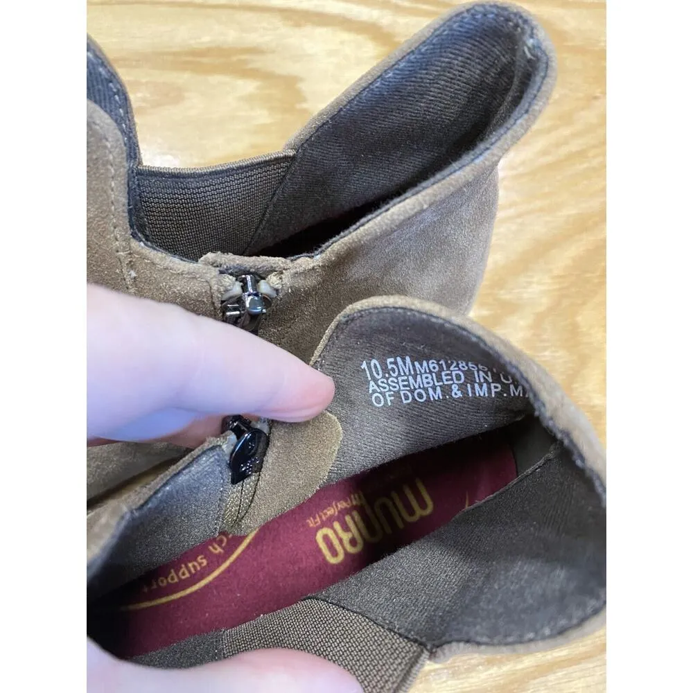 Munro Jackson Chelsea Ankle Boots Womens 10.5 M Brown Suede Slip-On Side Zip S70 - Image 2