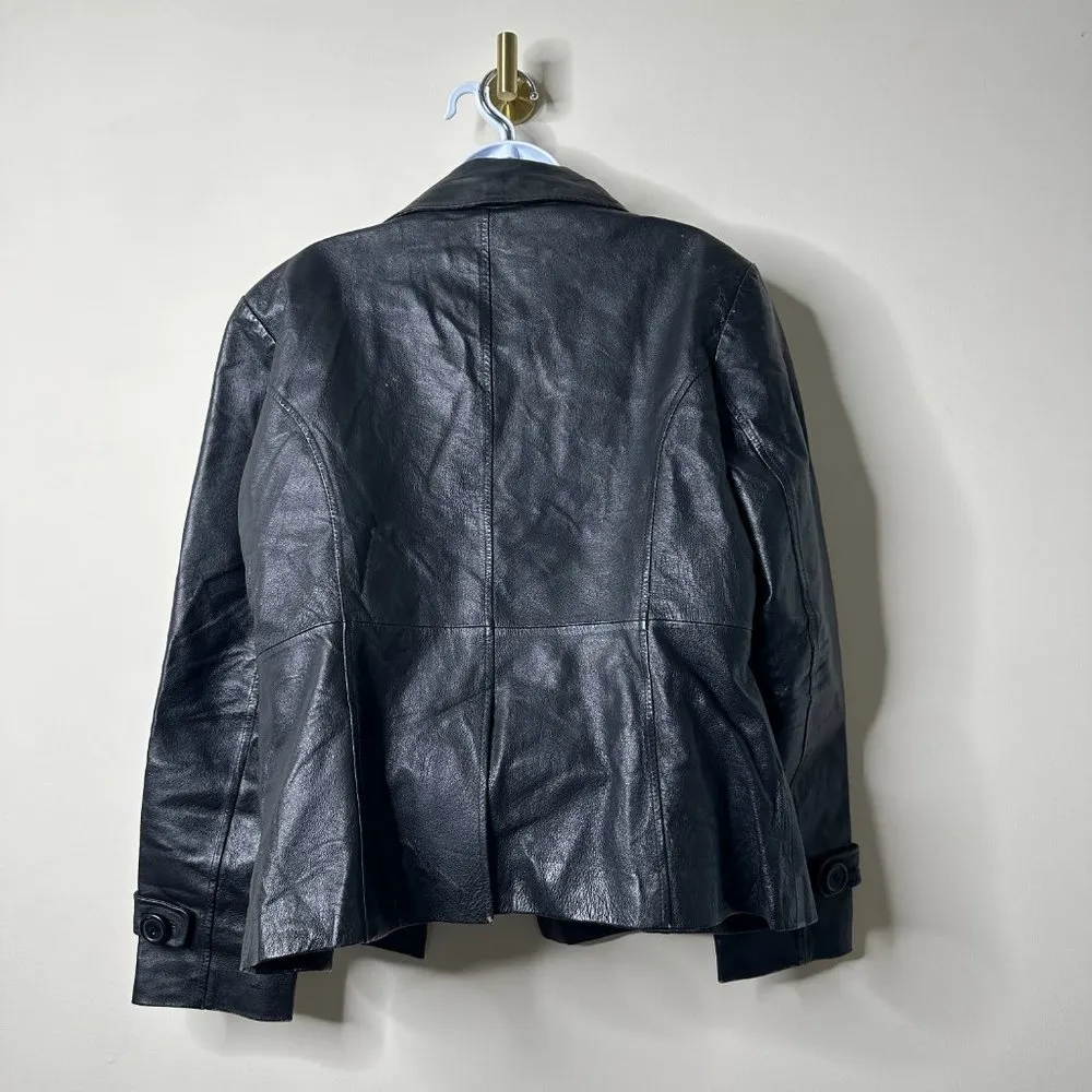 New York & Company Black Leather Jacket Women's Large - Image 4