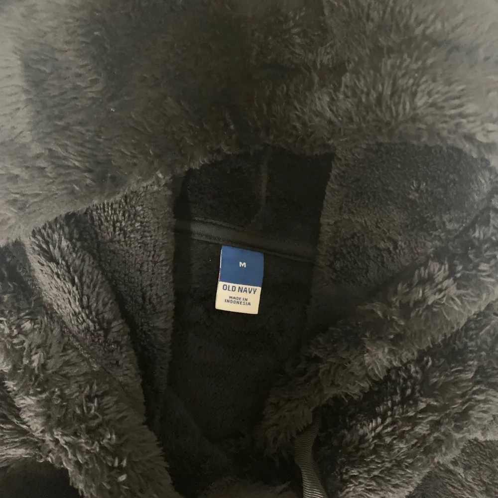 Loose Plush Sherpa Hoodie Old Navy Black Size M - Image 2