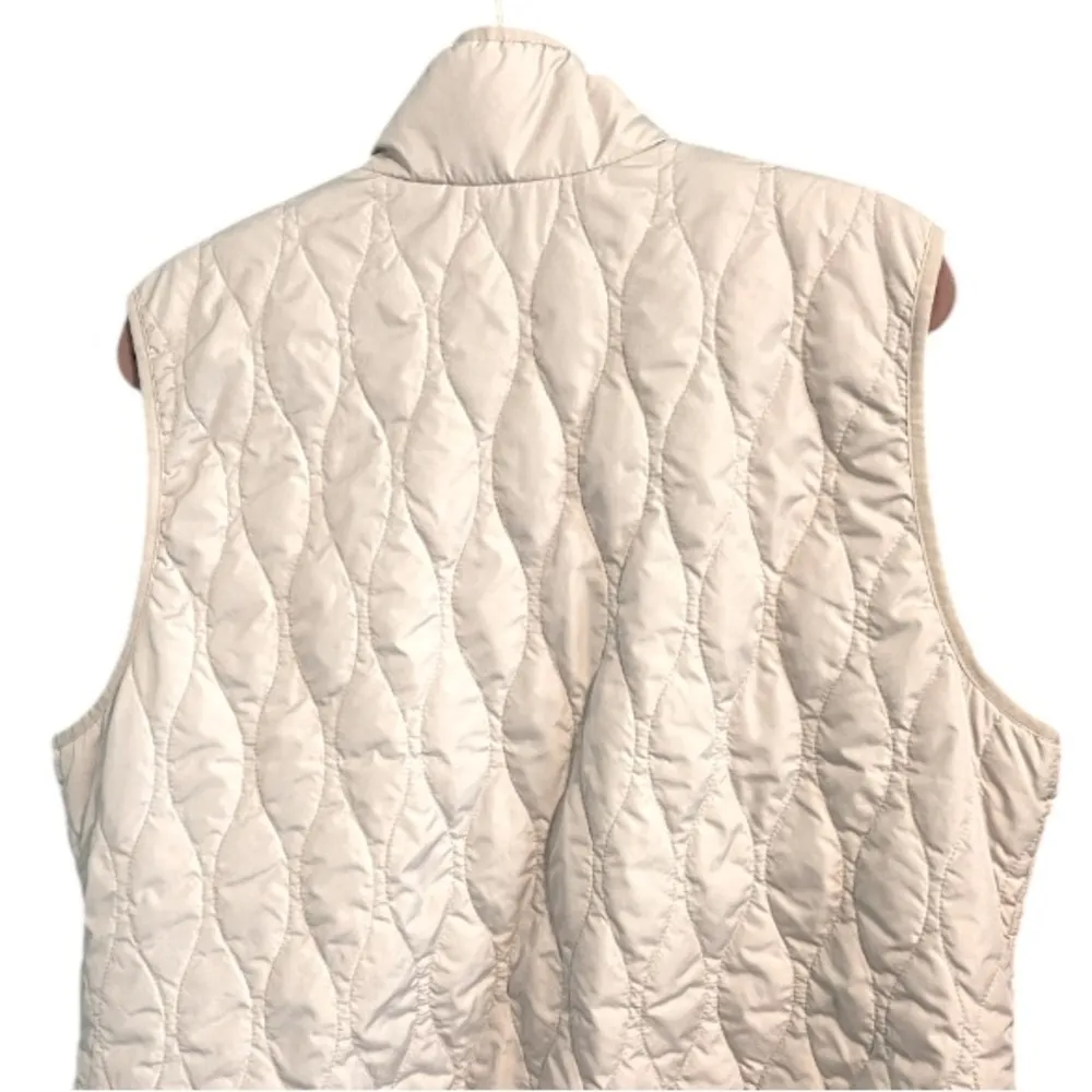 Old Navy Quilted Puffer Vest XXL Plus Size 2X Cream Full Zip Up Lightweight - Image 8