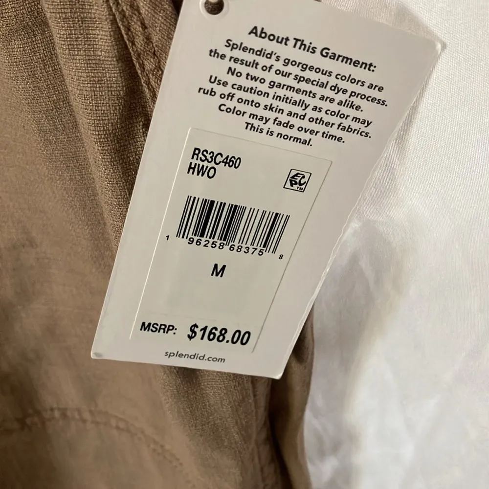 Splendid: Light Khaki Linen Blend Tapered Leg- Tie Front- pockets- M - Image 3