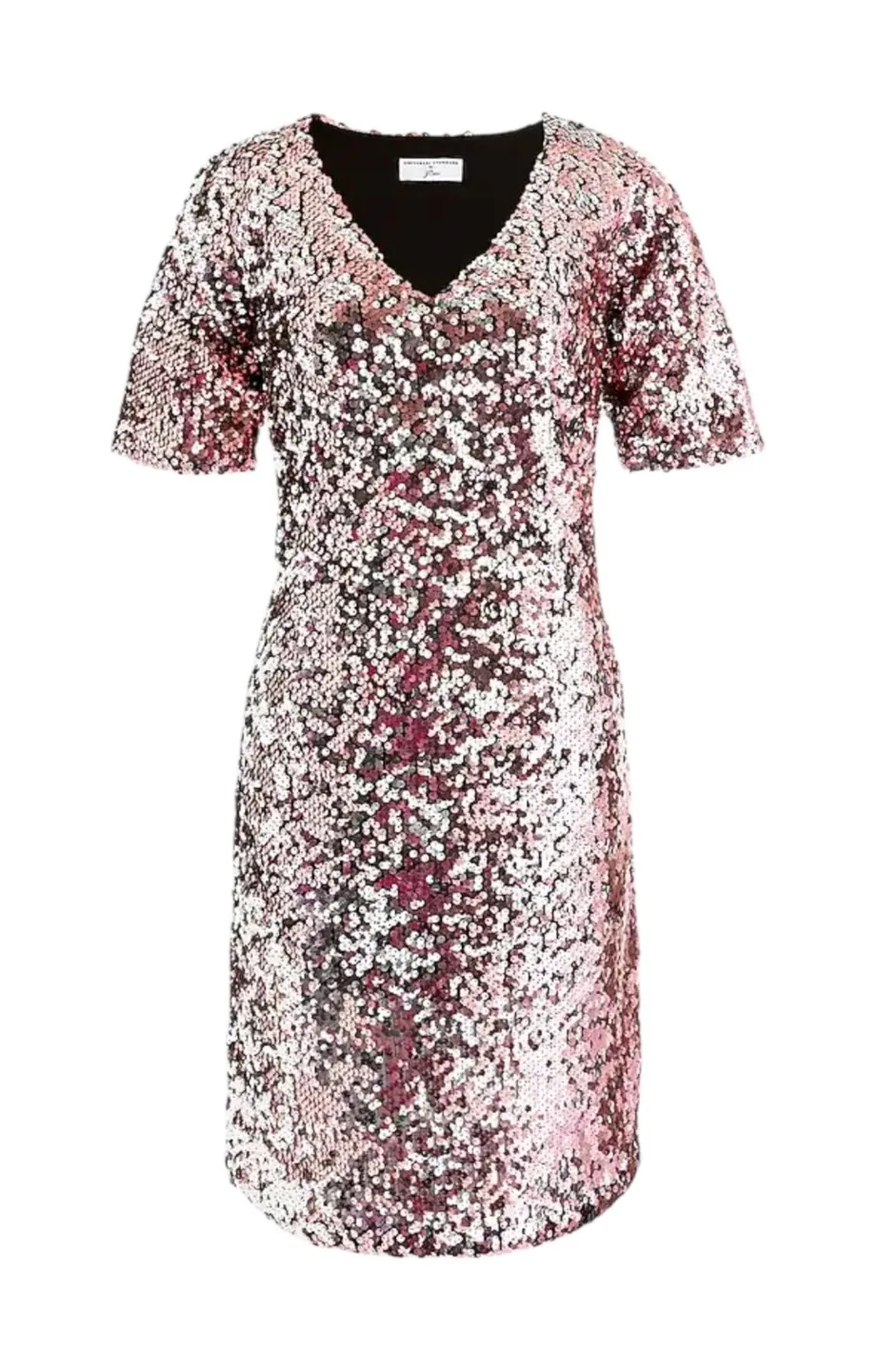Universal Standard X J Crew Sequin V-Neck Shift Dress 1X NYE Party Pink Sparkle - Image 1