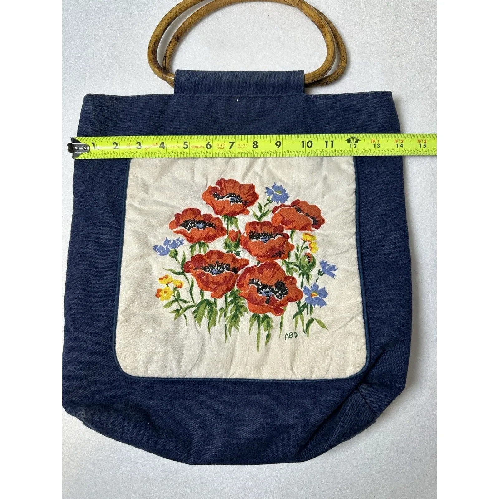 Sweetheat 80s Wood Handle Floral Purse Tote‎ Grandma Vintage - Image 5