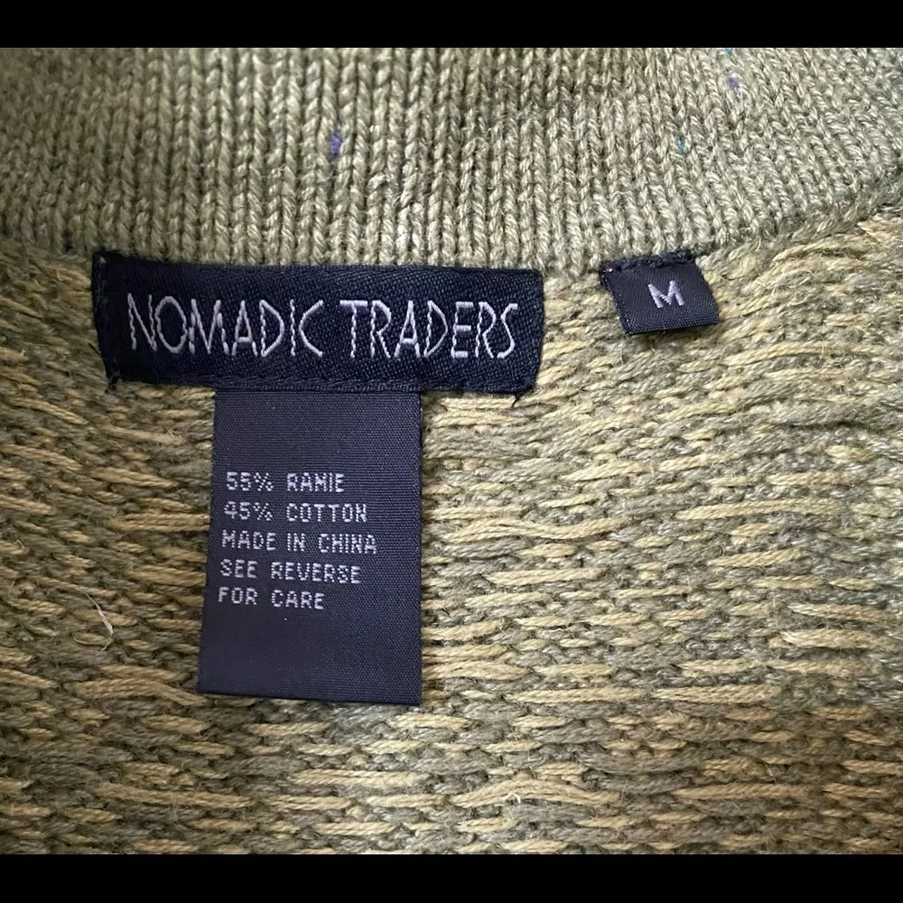 Vintage Nomadic Traders Full Zip Floral Embroidered Knit Sweater Jacket Size M - Image 4