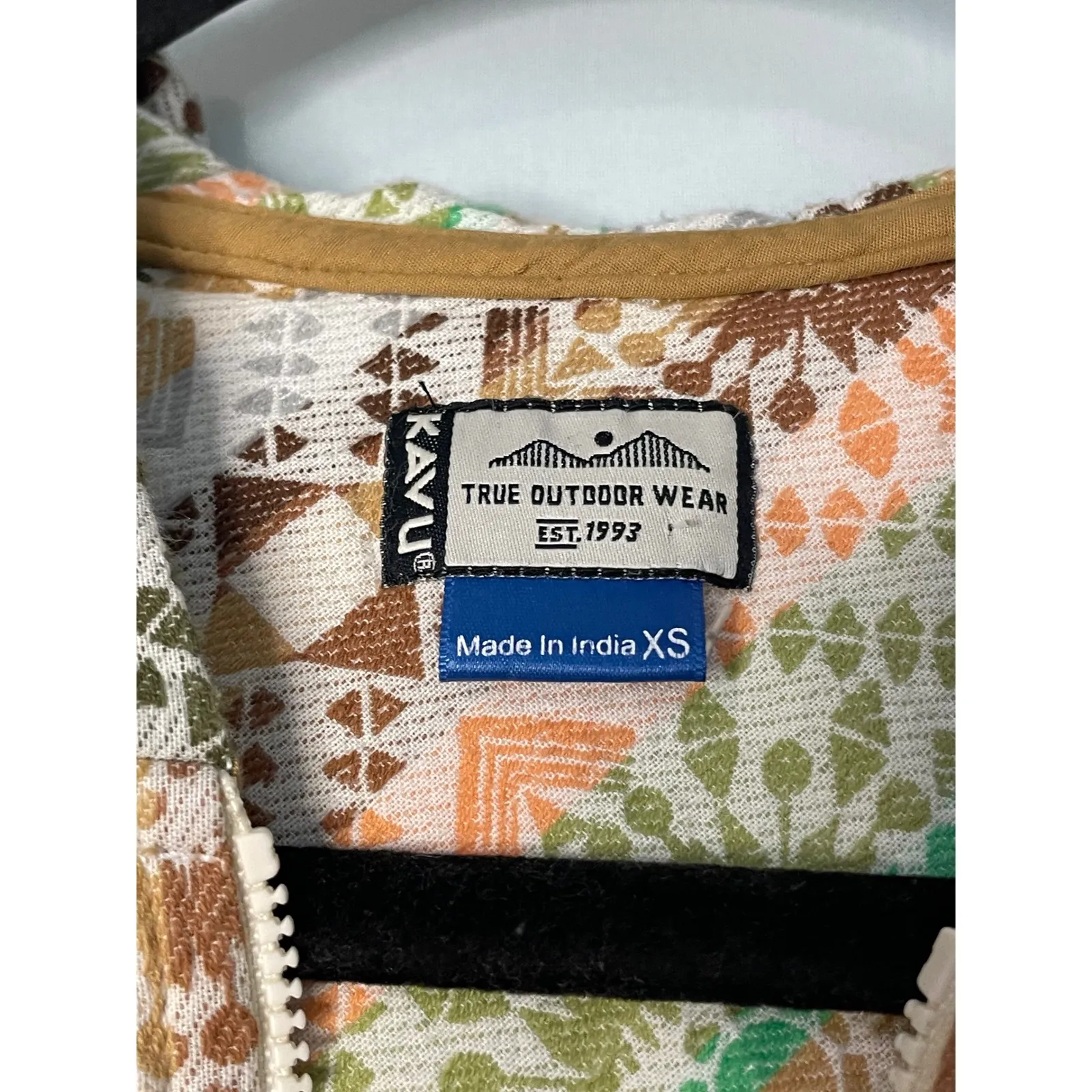 KAVU Southwest Geometric Print Zip Up Hoodie Sweatshirt Womens XS - Image 8