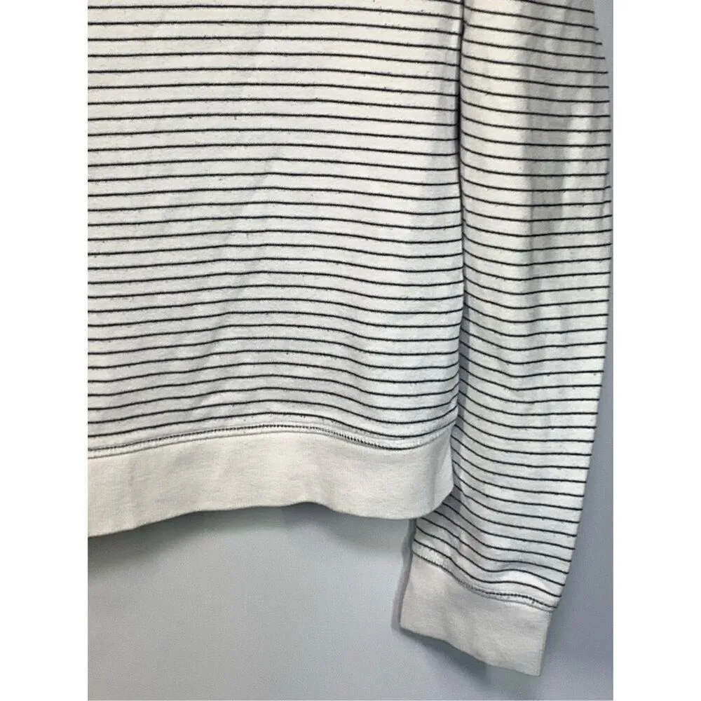 -2. TOPSHOP Women's Long Sleeve Striped Zip-Up Hoodie White Black Size Medium - Image 3