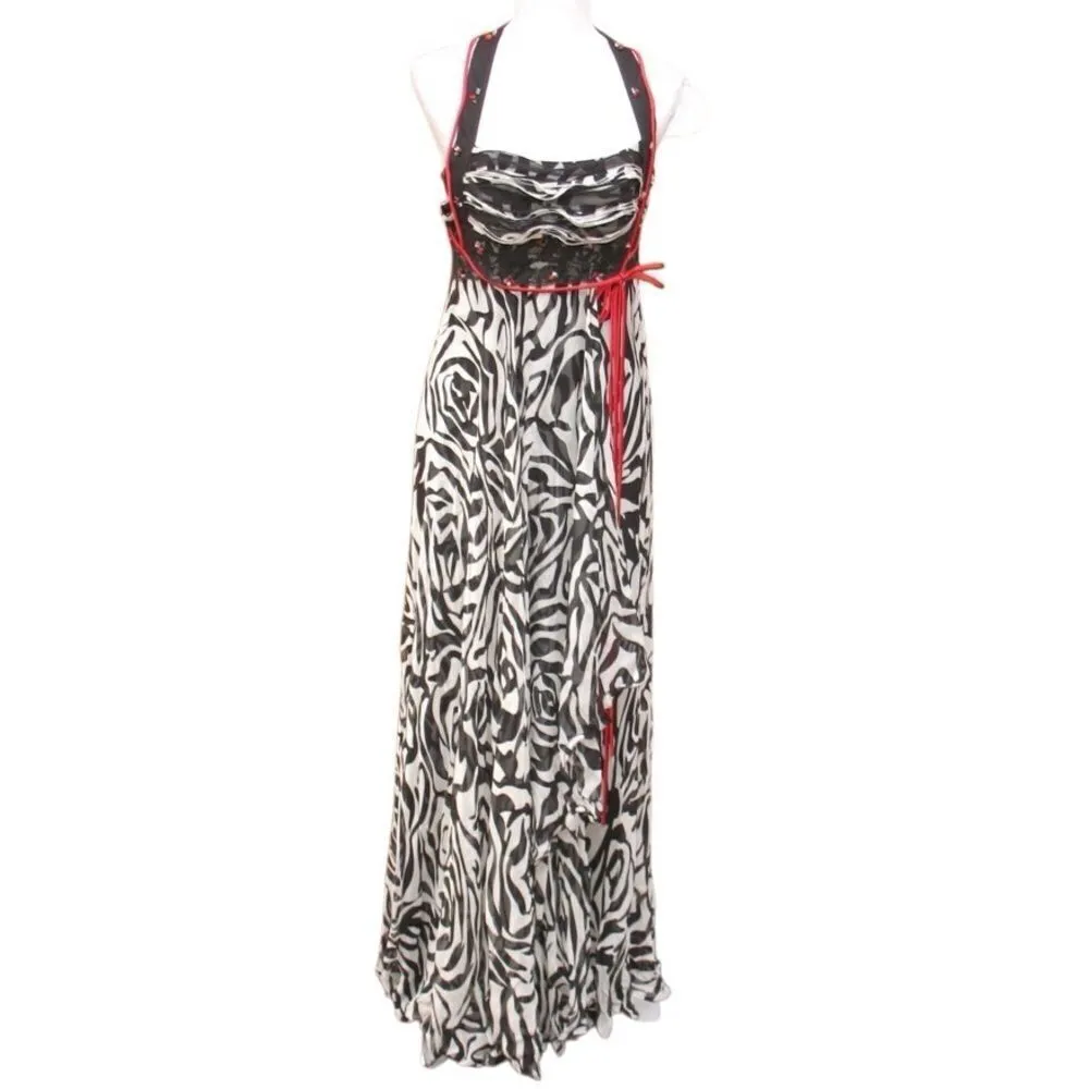 Vintage Y2K 90's Alberto Makali Silk Floor Length Halter Dress Maxi - Image 2