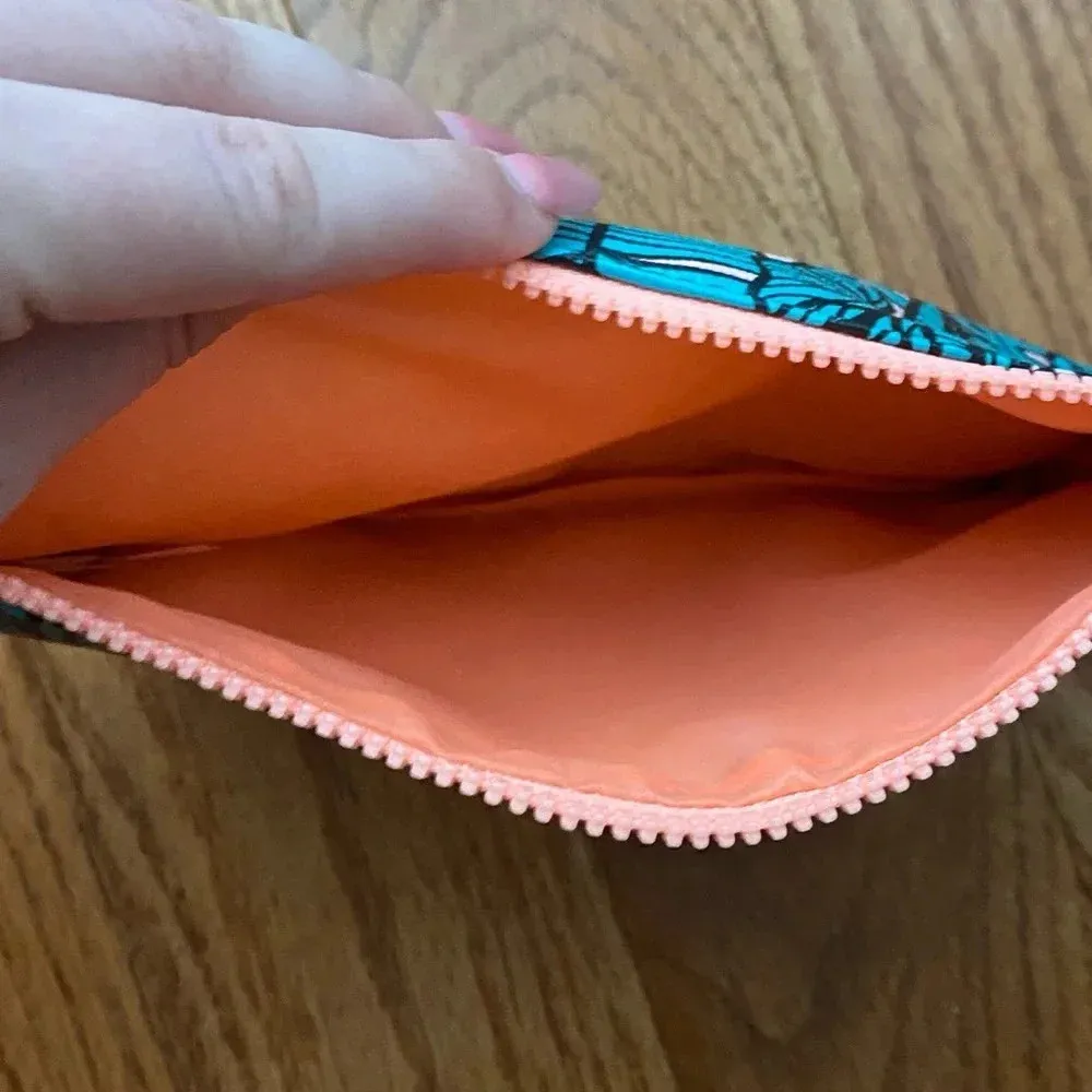 Ipsy Green Tropical Plant Print Zipper Makeup Bag Pouch - Image 3