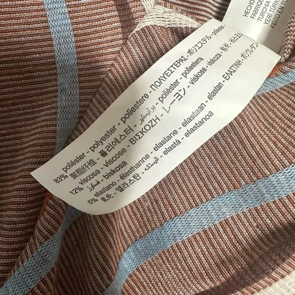 ZARA Autumn Striped Rustic V-Neck Belted Jumpsuit Size Medium - Image 10