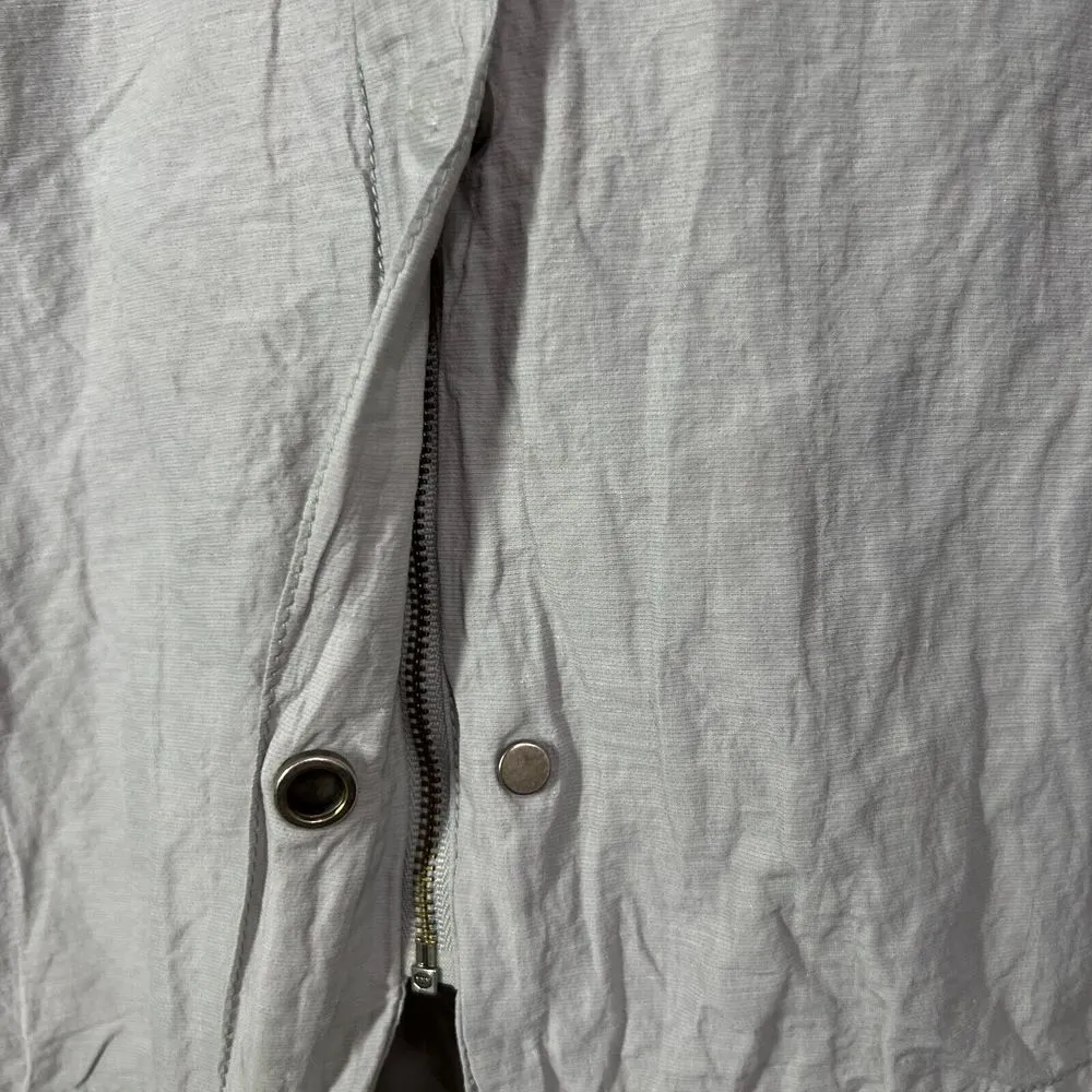 Eileen Fisher Rumpled Hooded‎ Jacket Cotton Metallic Lightweight Small Gray Snap - Image 6